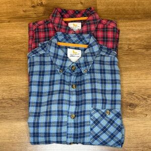 Field & Stream Plaid Flannel Shirt Button Down Set of 2 Red/Blue Men’s Medium